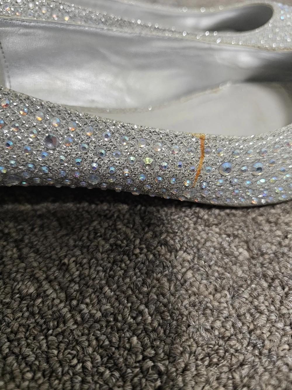 David's Bridal Silver Crystal Open-Toe Flats